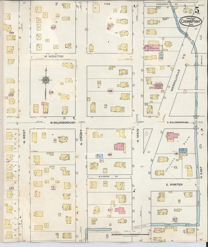 Sanborn Fire Insurance Map from Crown Point, Lake County, Indiana (1948), Sheet #0005 - Historic Sanborn Fire Insurance Map Print, vintage old map wall art, antique decor, genealogy gift, Indiana Indiana map