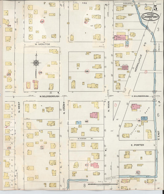 Sanborn Fire Insurance Map from Crown Point, Lake County, Indiana (1948), Sheet #0005 - Historic Sanborn Fire Insurance Map Print, vintage old map wall art, antique decor, genealogy gift, Indiana Indiana map
