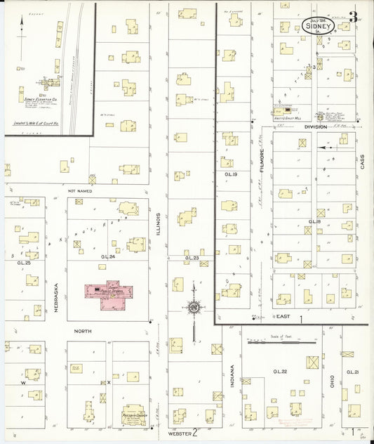 Sanborn Fire Insurance Map from Sidney, Fremont County, Iowa (1914), Sheet #0003 - Historic Sanborn Fire Insurance Map Print, vintage old map wall art
