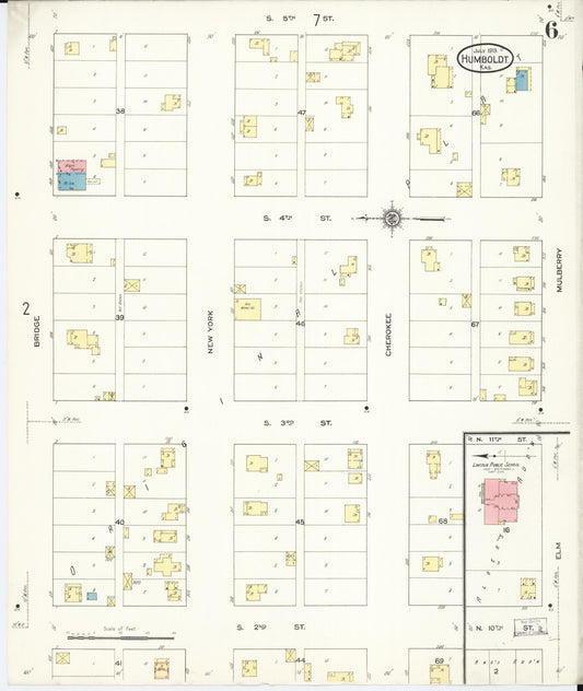 Sanborn Fire Insurance Map from Humboldt, Allen County, Kansas (1913), Sheet #0006 - Historic Sanborn Fire Insurance Map Print, vintage old map wall art, antique decor, genealogy gift, Kansas Kansas map