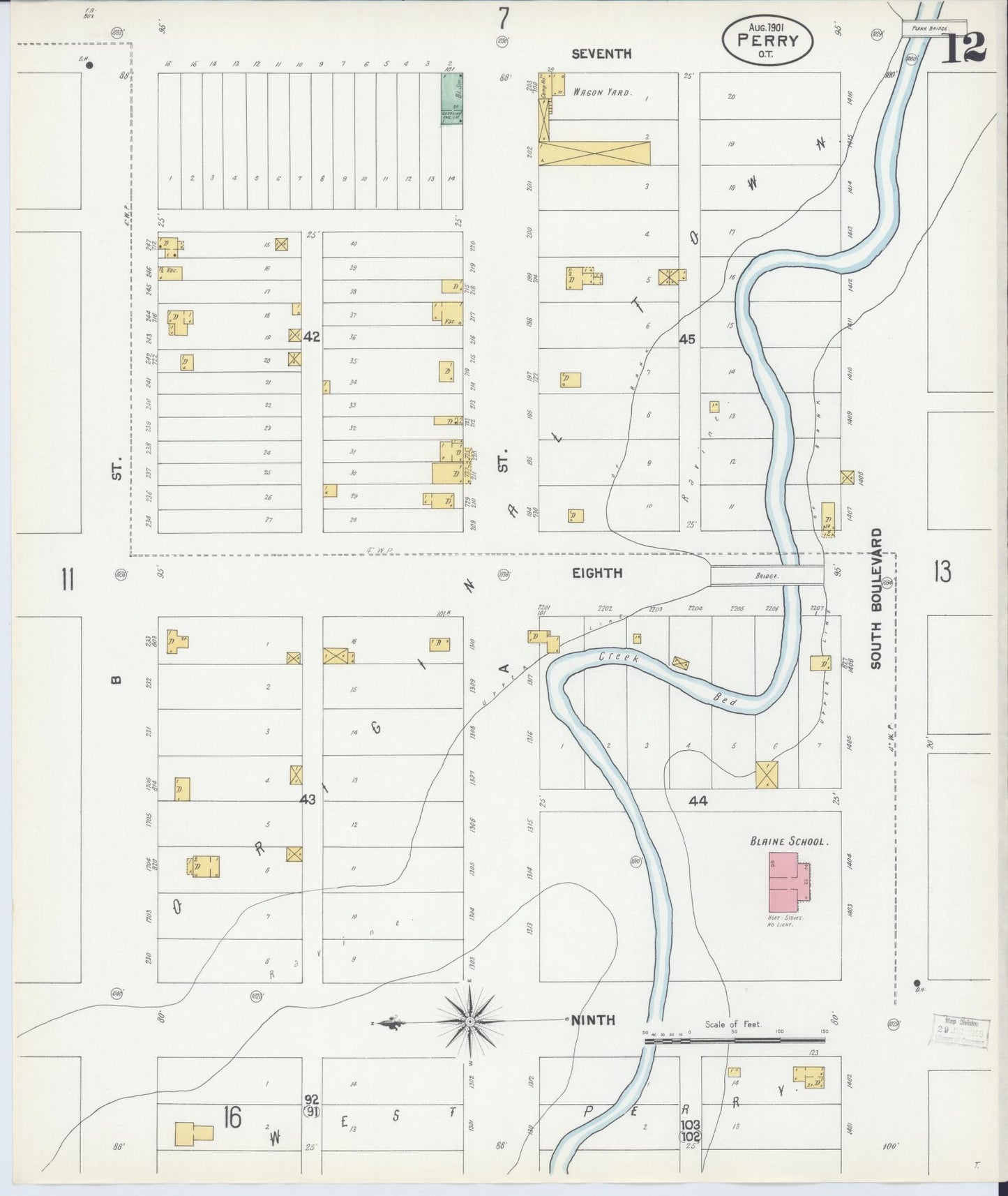 Sanborn Fire Insurance Map from Perry, Noble County, Oklahoma (1901), Sheet #0012 - Complete Map Set gallery image, historic Sanborn map, vintage wall art, Oklahoma Oklahoma