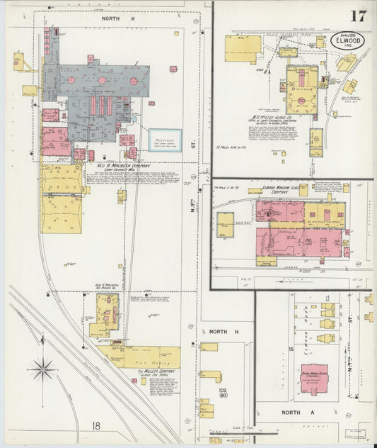 Sanborn Fire Insurance Map from Elwood, Madison County, Indiana (1899), Sheet #0017 - Historic Sanborn Fire Insurance Map Print, vintage old map wall art, antique decor, genealogy gift, Indiana Indiana map