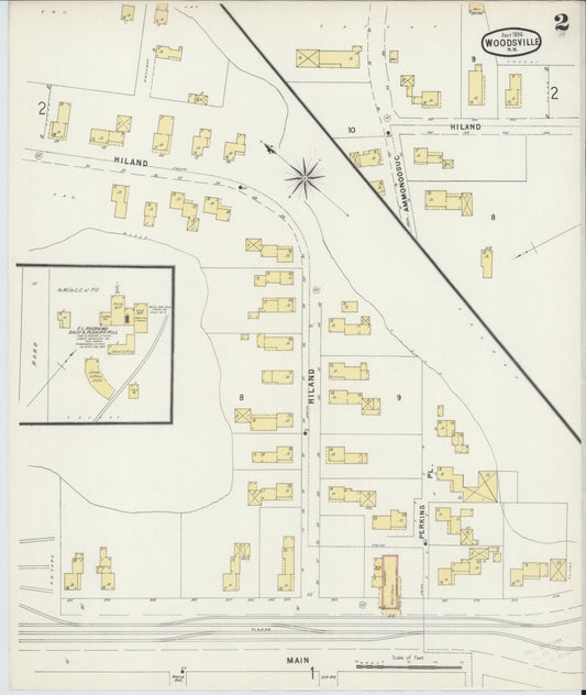 Sanborn Fire Insurance Map from Woodsville, Grafton County, New Hampshire (1896), Sheet #0002 - Historic Sanborn Fire Insurance Map Print, vintage old map wall art, antique decor, genealogy gift, New Hampshire New Hampshire map