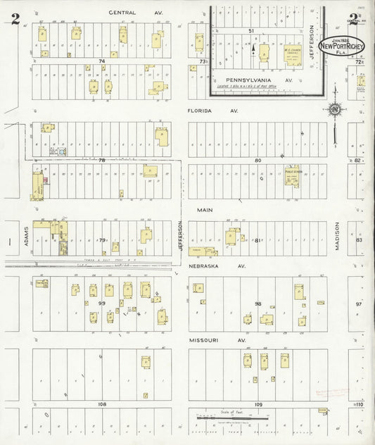 Sanborn Fire Insurance Map from New Port Richey, Pasco County, Florida (1926), Sheet #0002 - Historic Sanborn Fire Insurance Map Print, vintage old map wall art, antique decor, genealogy gift, Florida Florida map