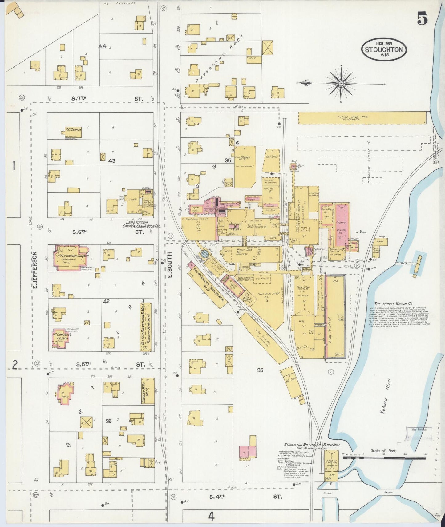 Sanborn Fire Insurance Map from Stoughton, Dane County, Wisconsin (1904), Sheet #0005 - Complete Map Set gallery image, historic Sanborn map, vintage wall art, Wisconsin Wisconsin