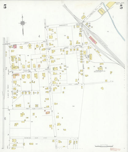 Sanborn Fire Insurance Map from Winona, Montgomery County, Mississippi (1932), Sheet #0005 - Complete Map Set gallery image, historic Sanborn map, vintage wall art, Mississippi Mississippi