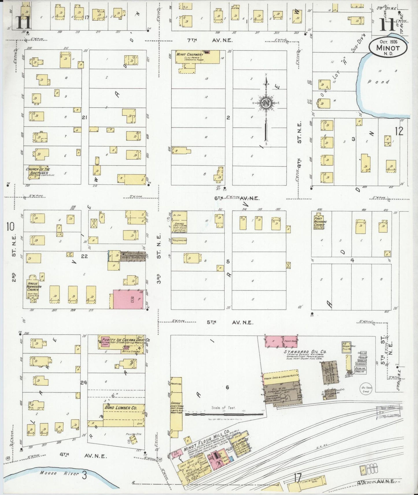 Sanborn Fire Insurance Map from Minot, Ward County, North Dakota (1926), Sheet #0011 - Complete Map Set gallery image, historic Sanborn map, vintage wall art, North Dakota North Dakota
