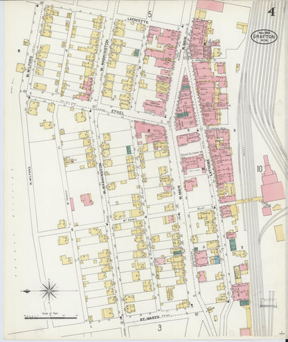 Sanborn Fire Insurance Map from Grafton, Taylor County, West Virginia (1906), Sheet #0004 - Complete Map Set gallery image, historic Sanborn map, vintage wall art, West Virginia West Virginia