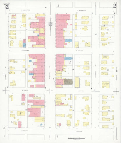 Sanborn Fire Insurance Map from Tomah, Monroe County, Wisconsin (1937), Sheet #0002 - Historic Sanborn Fire Insurance Map Print, vintage old map wall art, antique decor, genealogy gift, Wisconsin Wisconsin map