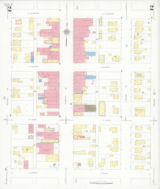 Sanborn Fire Insurance Map from Tomah, Monroe County, Wisconsin (1937), Sheet #0002 - Historic Sanborn Fire Insurance Map Print, vintage old map wall art, antique decor, genealogy gift, Wisconsin Wisconsin map