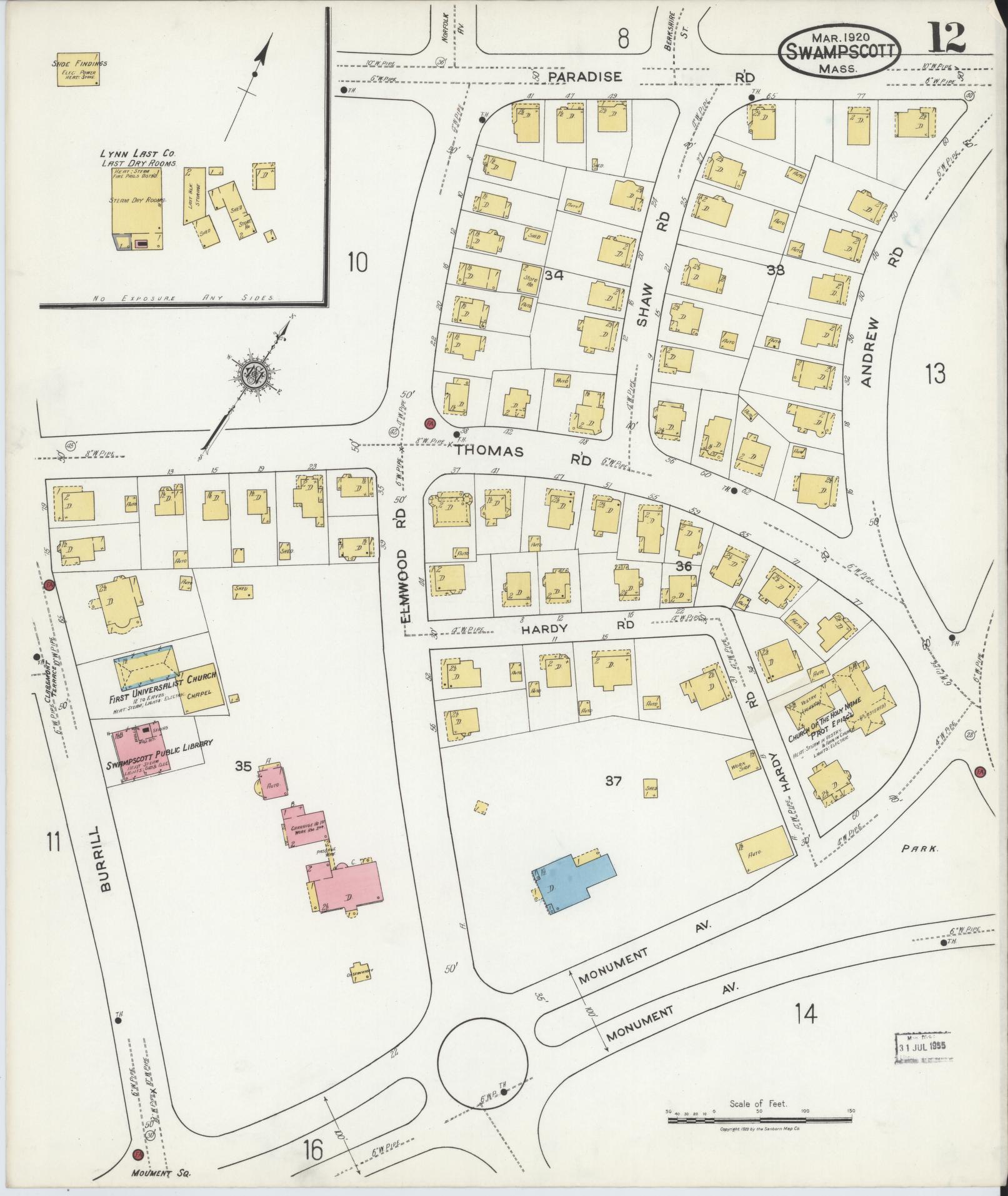 Sanborn Fire Insurance Map from Swampscott, Essex County, Massachusetts (1920), Sheet #0012 - Complete Map Set gallery image, historic Sanborn map, vintage wall art, Massachusetts Massachusetts