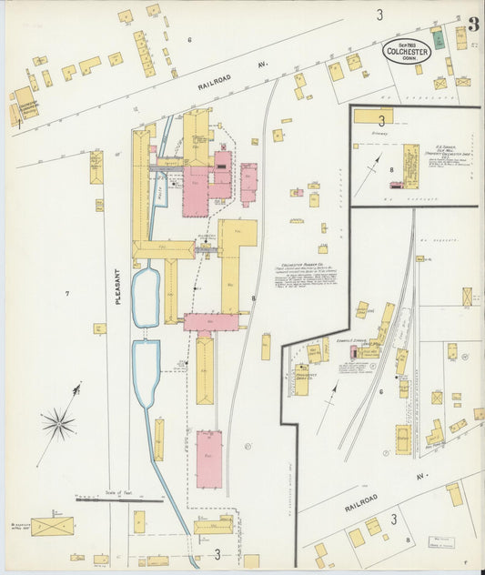 Sanborn Fire Insurance Map from Colchester, New London County, Connecticut (1903), Sheet #0003 - Historic Sanborn Fire Insurance Map Print, vintage old map wall art, antique decor, genealogy gift, Connecticut Connecticut map