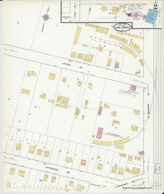 Sanborn Fire Insurance Map from Lake Forest, Lake County, Illinois (1917), Sheet #0002 - Historic Sanborn Fire Insurance Map Print, vintage old map wall art, antique decor, genealogy gift, Illinois Illinois map