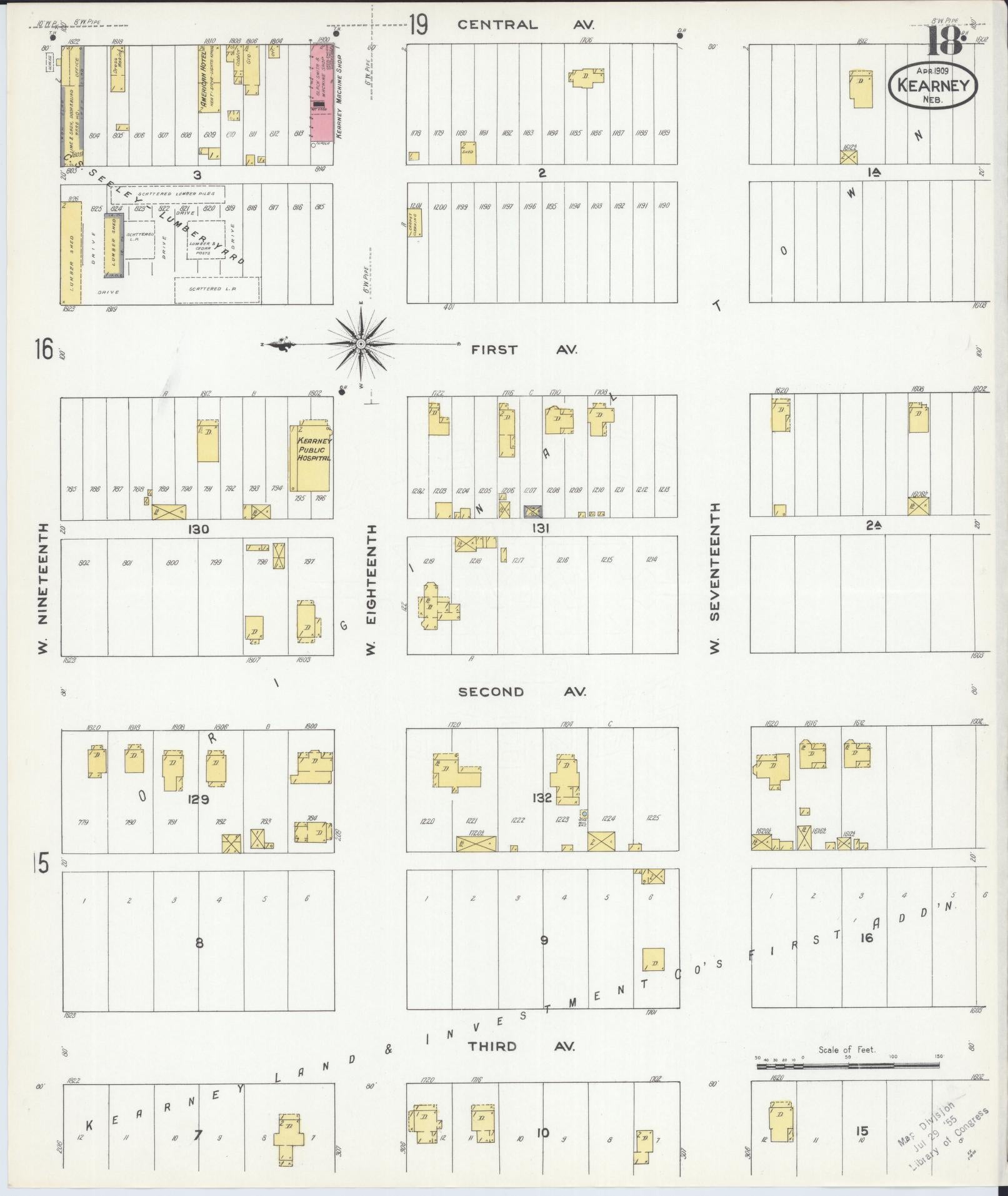 Sanborn Fire Insurance Map from Kearney, Buffalo County, Nebraska (1909), Sheet #0018 - Complete Map Set gallery image, historic Sanborn map, vintage wall art, Nebraska Nebraska