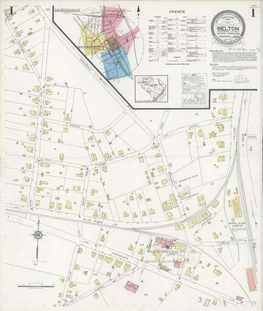 Sanborn Fire Insurance Map from Belton, Anderson County, South Carolina. (1930) – Historic Sanborn Fire Insurance Map Print