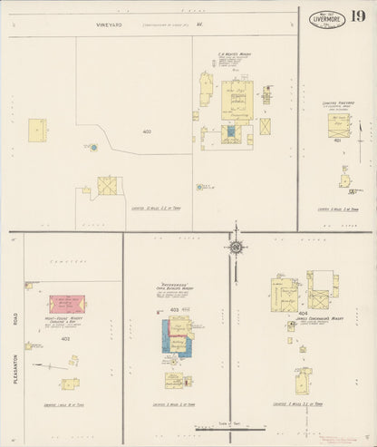 Sanborn Fire Insurance Map from Livermore, Alameda County, California (1917), Sheet #0019 - Complete Map Set gallery image, historic Sanborn map, vintage wall art, California California
