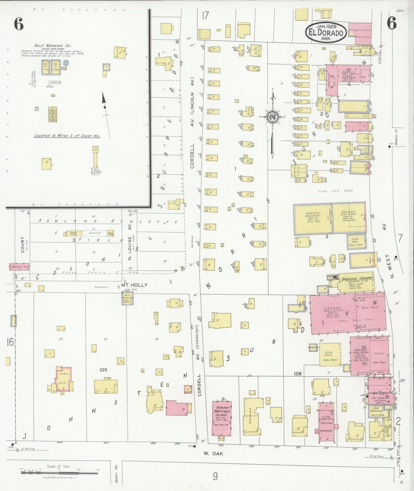 Sanborn Fire Insurance Map from El Dorado, Union County, Arkansas (1929), Sheet #0006 - Historic Sanborn Fire Insurance Map Print, vintage old map wall art, antique decor, genealogy gift, Arkansas Arkansas map