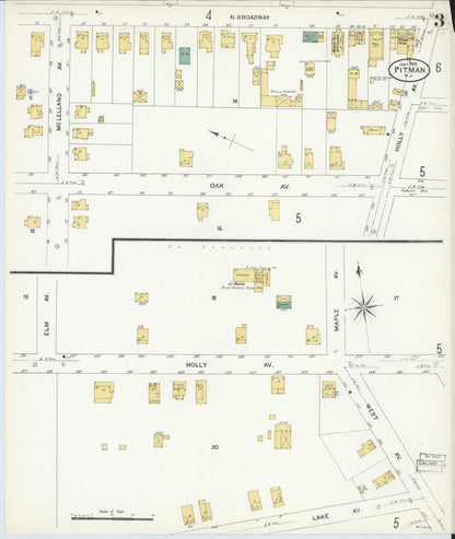Sanborn Fire Insurance Map from Pitman, Gloucester County, New Jersey (1908), Sheet #0003 - Complete Map Set gallery image, historic Sanborn map, vintage wall art, New Jersey New Jersey
