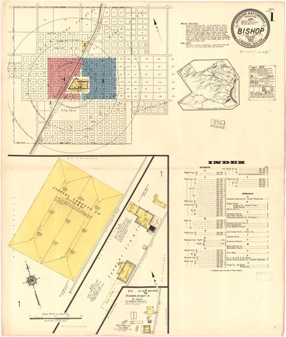 Sanborn Fire Insurance Map from Bishop, Nueces County, Texas (1922), Sheet #0001 - Historic Sanborn Fire Insurance Map Print, vintage old map wall art, antique decor, genealogy gift, Texas Texas map