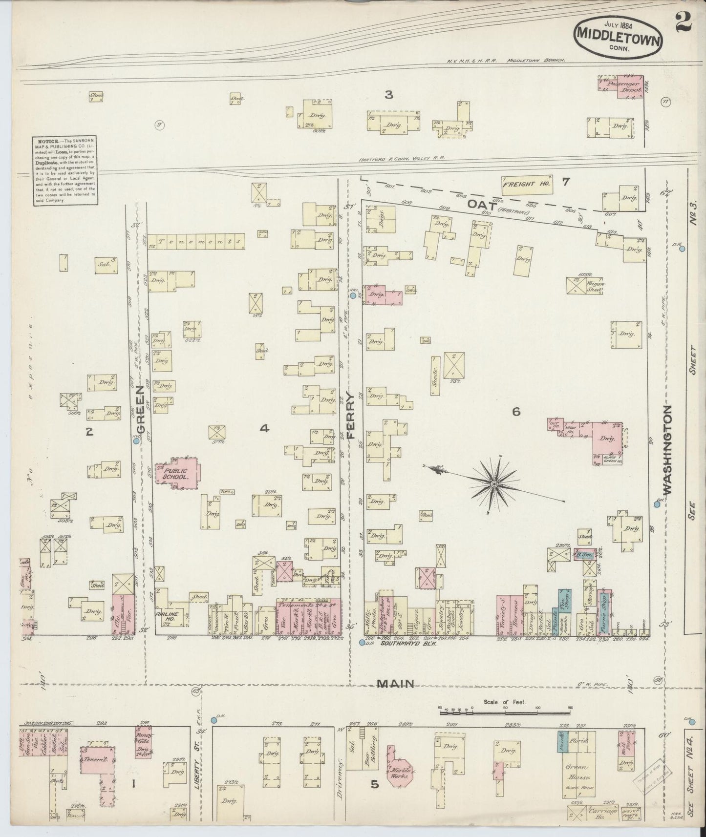 Sanborn Fire Insurance Map from Middletown, Middlesex County, Connecticut (1884), Sheet #0001 - Complete Map Set gallery image, historic Sanborn map, vintage wall art, Connecticut Connecticut