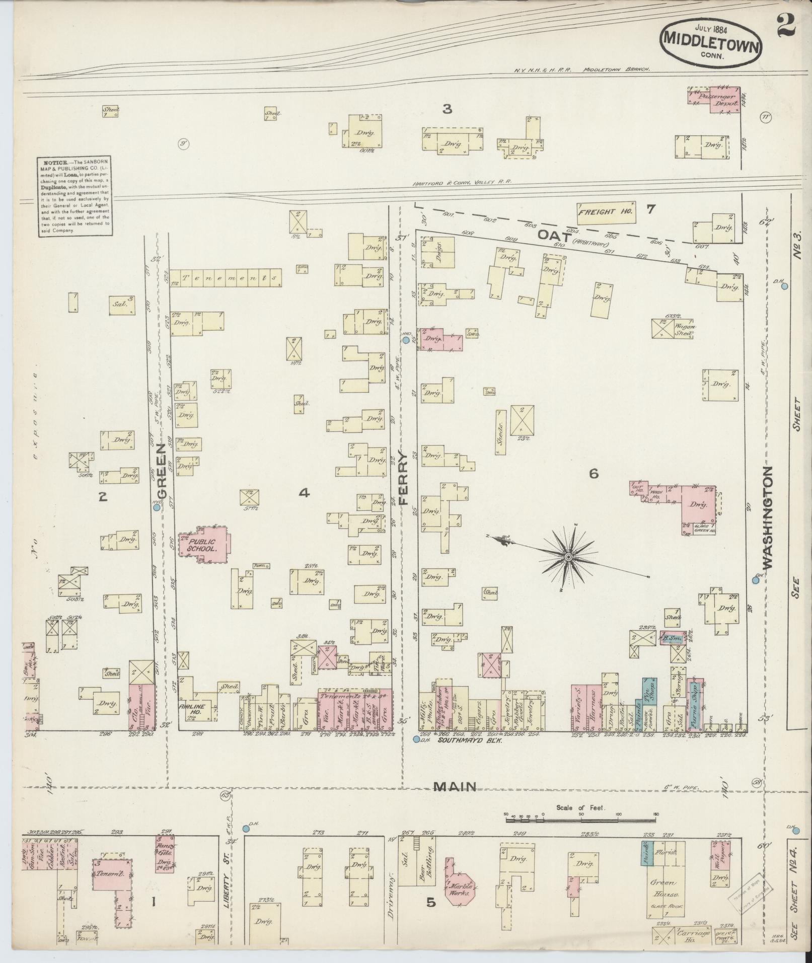 Sanborn Fire Insurance Map from Middletown, Middlesex County, Connecticut (1884), Sheet #0001 - Complete Map Set gallery image, historic Sanborn map, vintage wall art, Connecticut Connecticut