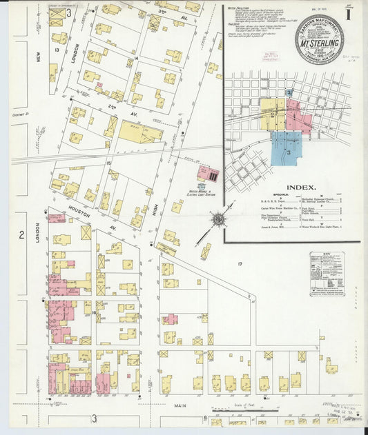 Sanborn Fire Insurance Map from Mount Sterling, Madison County, Ohio (1910), Sheet #0001 - Complete Map Set gallery image, historic Sanborn map, vintage wall art, Ohio Ohio