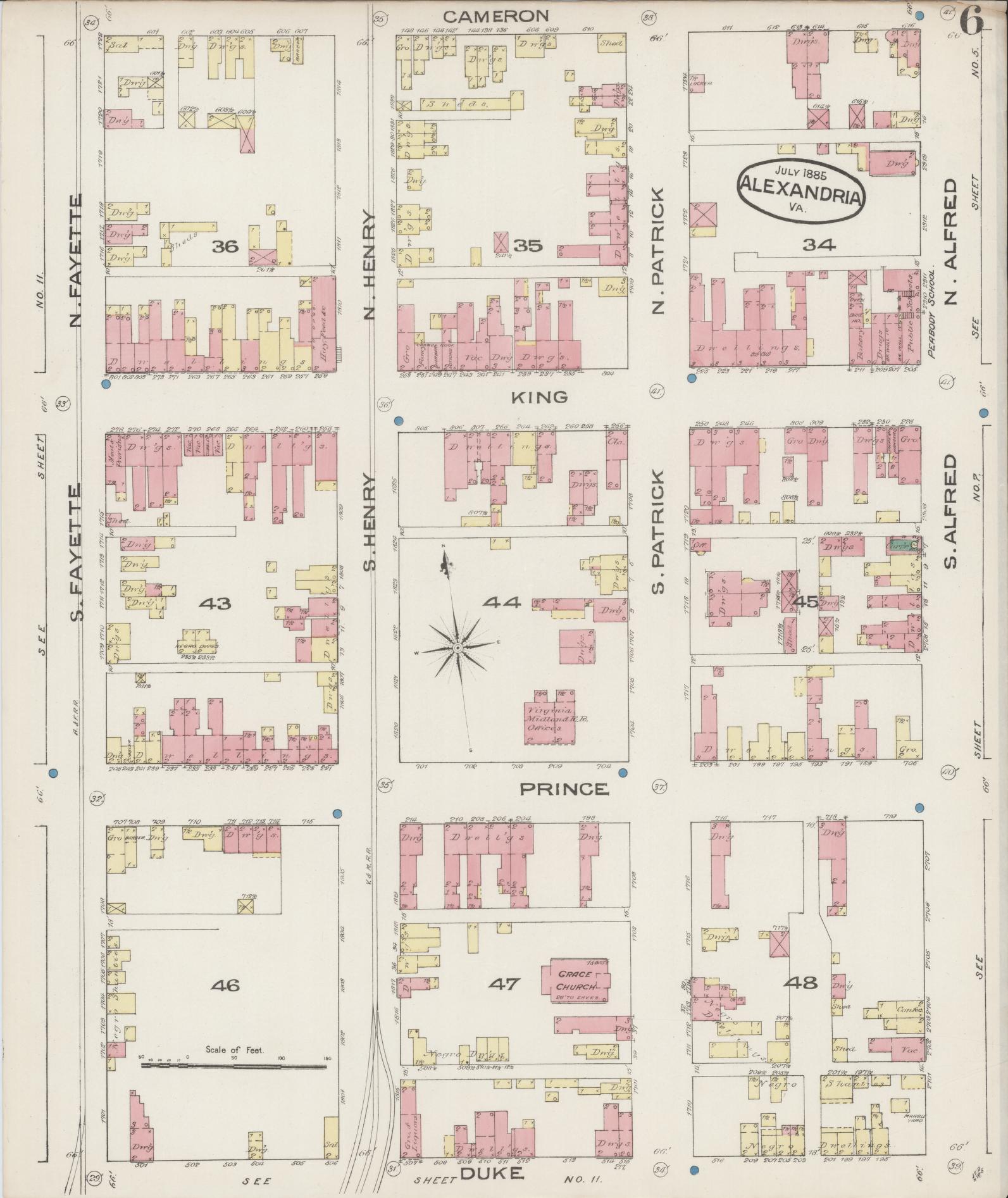 Sanborn Fire Insurance Map from Alexandria, Independent Cities, Virginia (1885), Sheet #0006 - Complete Map Set gallery image, historic Sanborn map, vintage wall art, Virginia Virginia