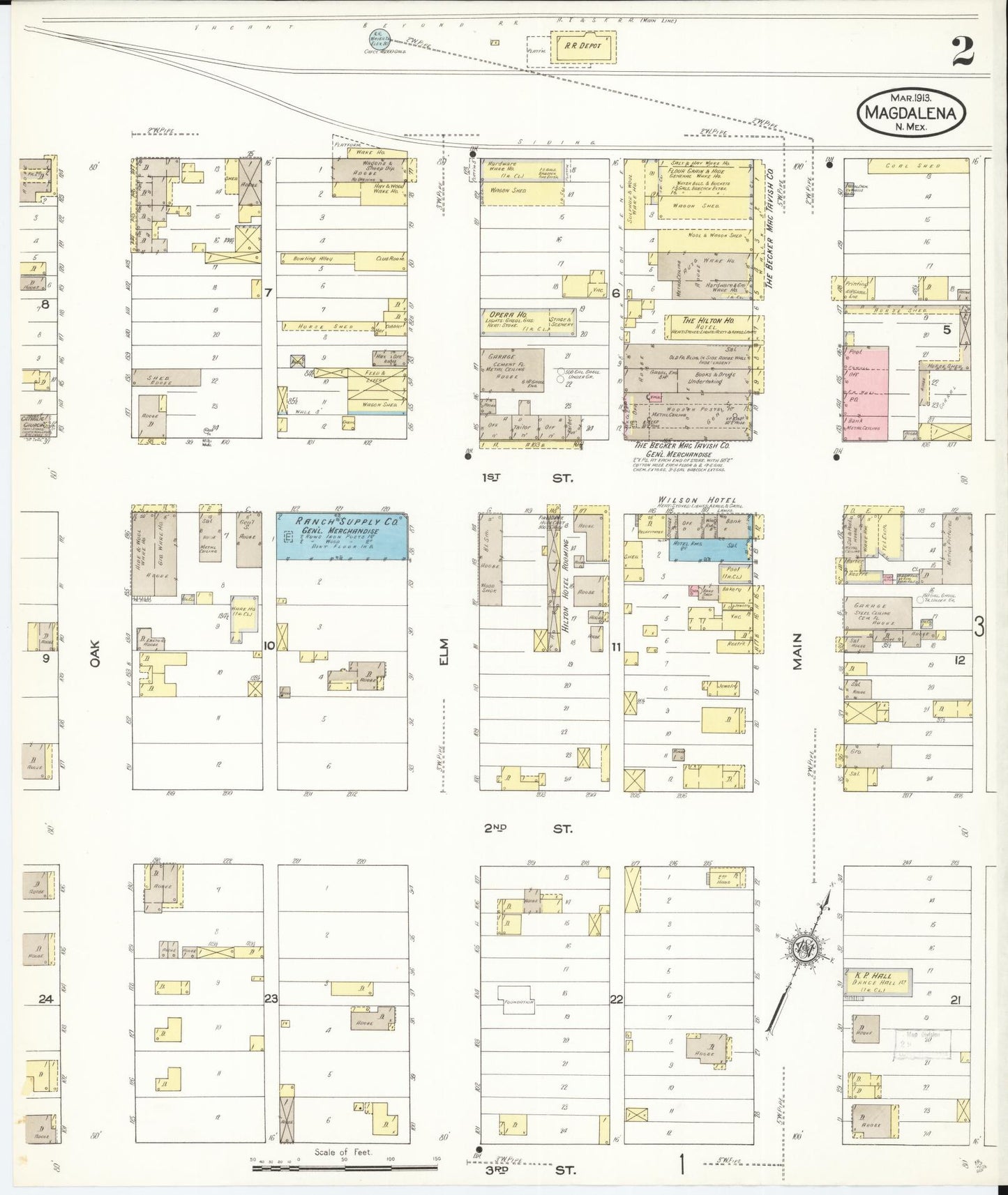 Sanborn Fire Insurance Map from Magdalena, Socorro County, New Mexico (1913), Sheet #0002 - Complete Map Set gallery image, historic Sanborn map, vintage wall art, New Mexico New Mexico