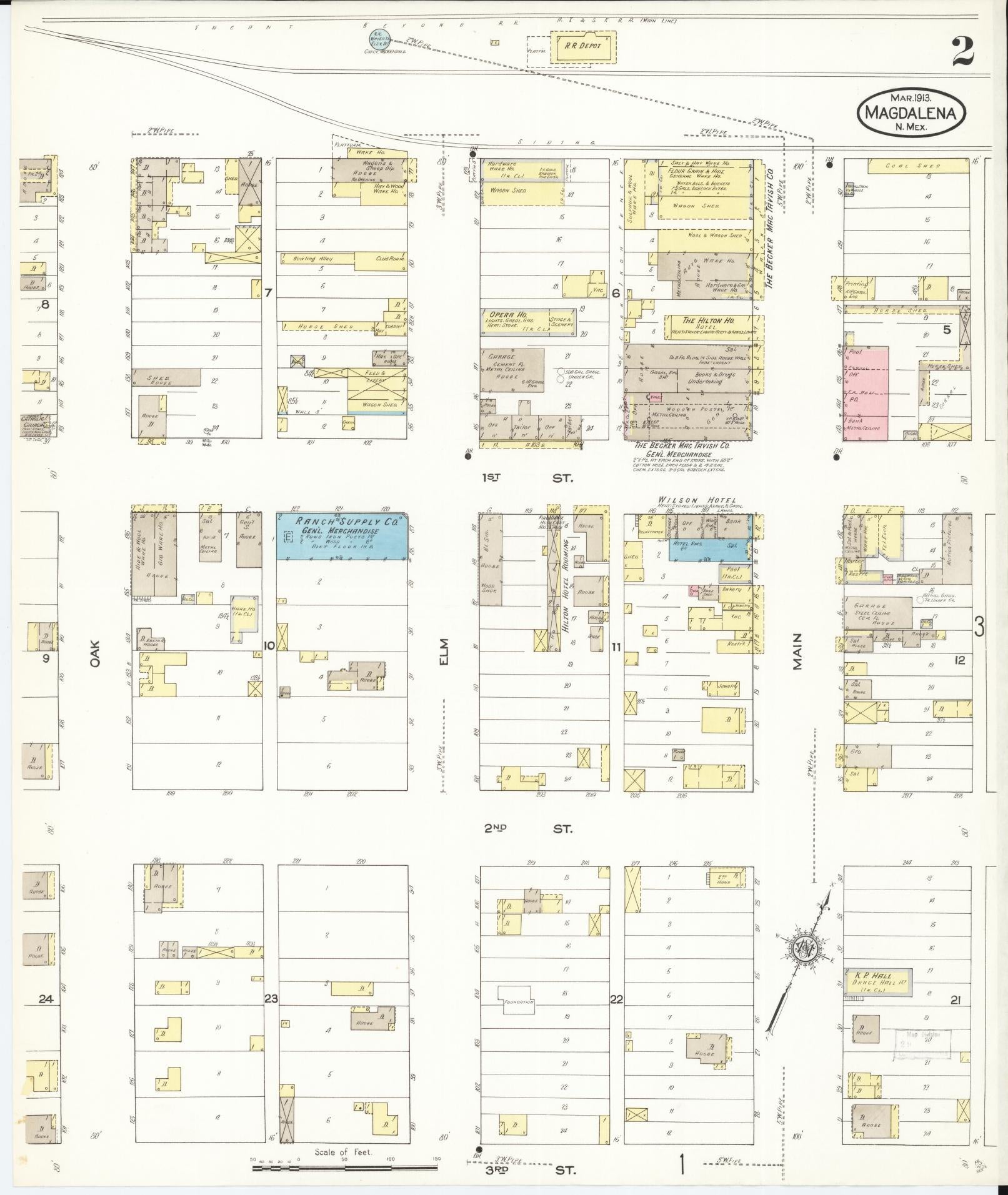 Sanborn Fire Insurance Map from Magdalena, Socorro County, New Mexico (1913), Sheet #0002 - Complete Map Set gallery image, historic Sanborn map, vintage wall art, New Mexico New Mexico