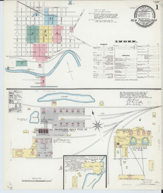Sanborn Fire Insurance Map from New Philadelphia, Tuscarawas County, Ohio (1892), Sheet #0001 - Complete Map Set gallery image, historic Sanborn map, vintage wall art, Ohio Ohio