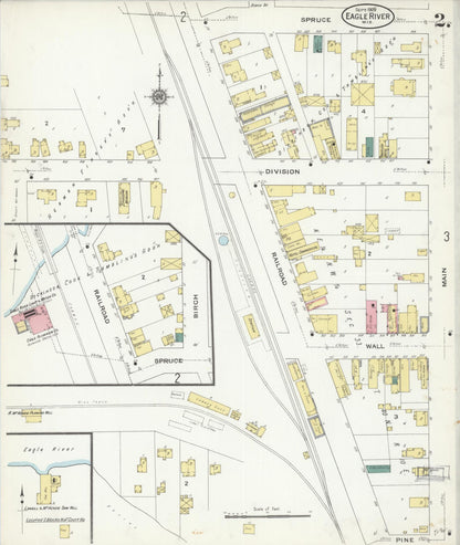 Sanborn Fire Insurance Map from Eagle River, Vilas County, Wisconsin (1909), Sheet #0002 - Historic Sanborn Fire Insurance Map Print, vintage old map wall art, antique decor, genealogy gift, Wisconsin Wisconsin map