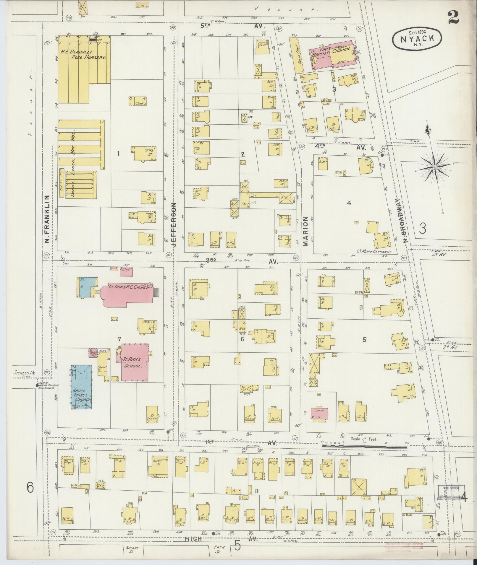 Sanborn Fire Insurance Map from Nyack, Rockland County, New York. (1896), Sheet #0002