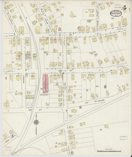 Sanborn Fire Insurance Map from Keyport, Monmouth County, New Jersey (1914), Sheet #0005 - Historic Sanborn Fire Insurance Map Print, vintage old map wall art, antique decor, genealogy gift, New Jersey New Jersey map