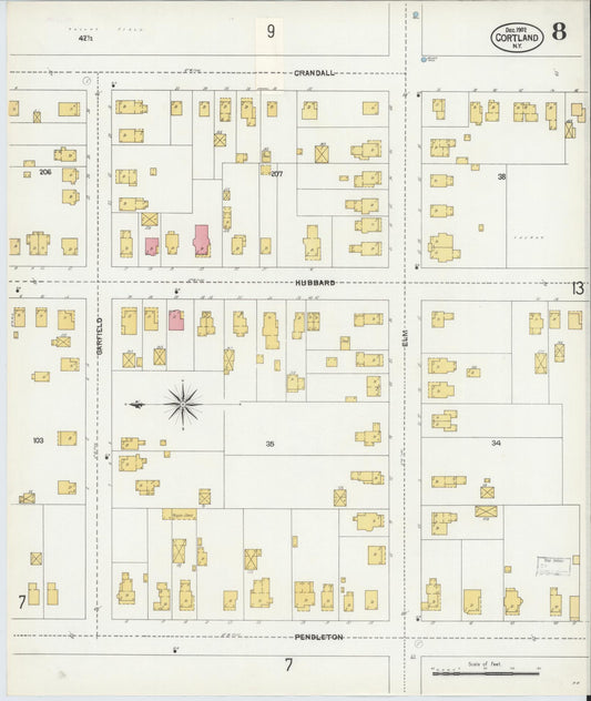 Sanborn Fire Insurance Map from Cortland, Cortland County, New York (1902), Sheet #0008 - Historic Sanborn Fire Insurance Map Print, vintage old map wall art, antique decor, genealogy gift, New York New York map