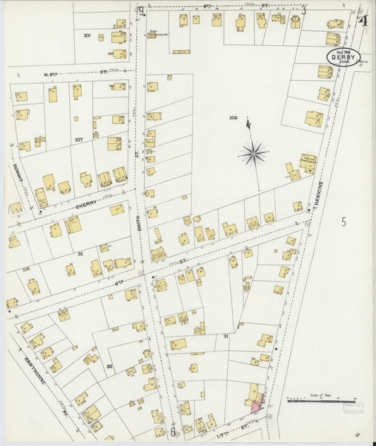 Sanborn Fire Insurance Map from Derby, New Haven County, Connecticut (1906), Sheet #0004 - Historic Sanborn Fire Insurance Map Print, vintage old map wall art, antique decor, genealogy gift, Connecticut Connecticut map