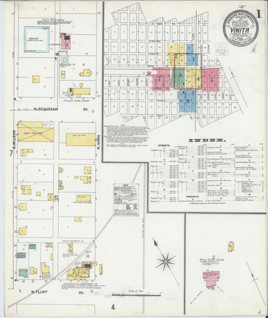 Sanborn Fire Insurance Map from Vinita, Craig County, Oklahoma (1905), Sheet #0001 - Complete Map Set gallery image, historic Sanborn map, vintage wall art, Oklahoma Oklahoma