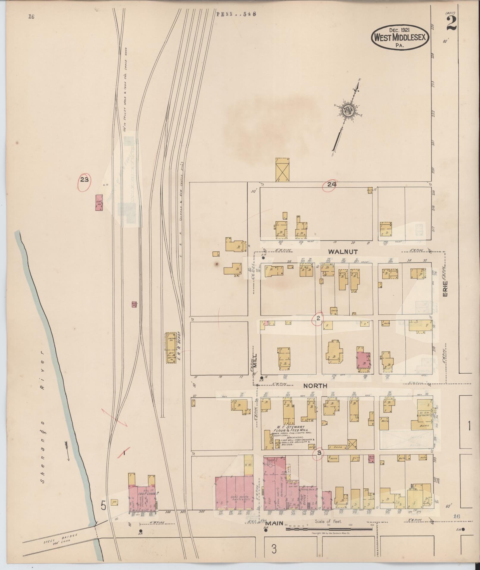 Sanborn Fire Insurance Map from West Middlesex, Mercer County, Pennsylvania (1937), Sheet #0002 - Complete Map Set gallery image, historic Sanborn map, vintage wall art, Pennsylvania Pennsylvania