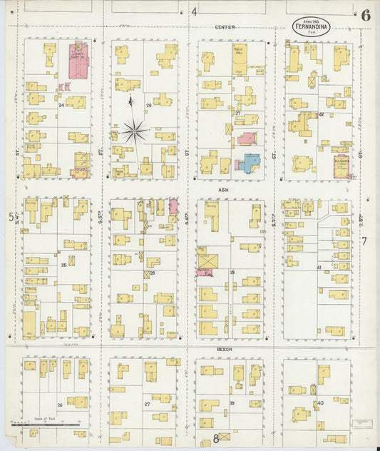 Sanborn Fire Insurance Map from Fernandina, Nassau County, Florida (1903), Sheet #0006 - Historic Sanborn Fire Insurance Map Print, vintage old map wall art, antique decor, genealogy gift, Florida Florida map
