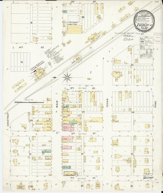 Sanborn Fire Insurance Map from Everest, Brown County, Kansas (1896), Sheet #0001 - Historic Sanborn Fire Insurance Map Print, vintage old map wall art, antique decor, genealogy gift, Kansas Kansas map