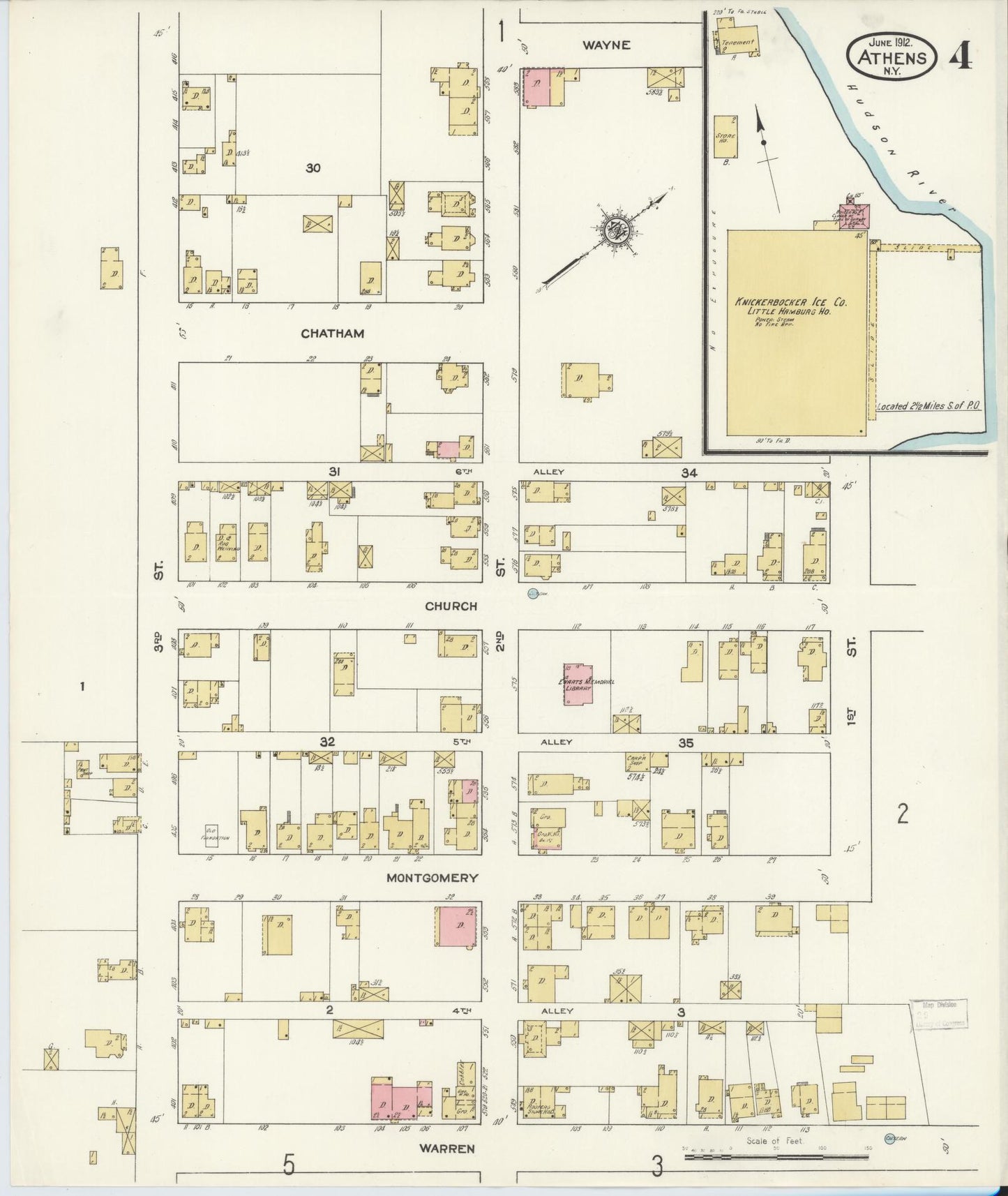Sanborn Fire Insurance Map from Athens, Greene County, New York (1912), Sheet #0004 - Historic Sanborn Fire Insurance Map Print, vintage old map wall art, antique decor, genealogy gift, New York New York map