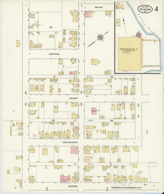 Sanborn Fire Insurance Map from Athens, Greene County, New York (1912), Sheet #0004 - Historic Sanborn Fire Insurance Map Print, vintage old map wall art, antique decor, genealogy gift, New York New York map