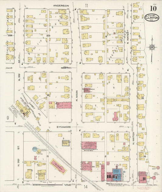 Sanborn Fire Insurance Map from Clinton, Vermillion County, Indiana (1921), Sheet #0010 - Historic Sanborn Fire Insurance Map Print, vintage old map wall art, antique decor, genealogy gift, Indiana Indiana map