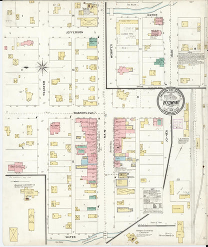 Sanborn Fire Insurance Map from Wyoming, Jones County, Iowa (1905), Sheet #0001 - Historic Sanborn Fire Insurance Map Print, vintage old map wall art