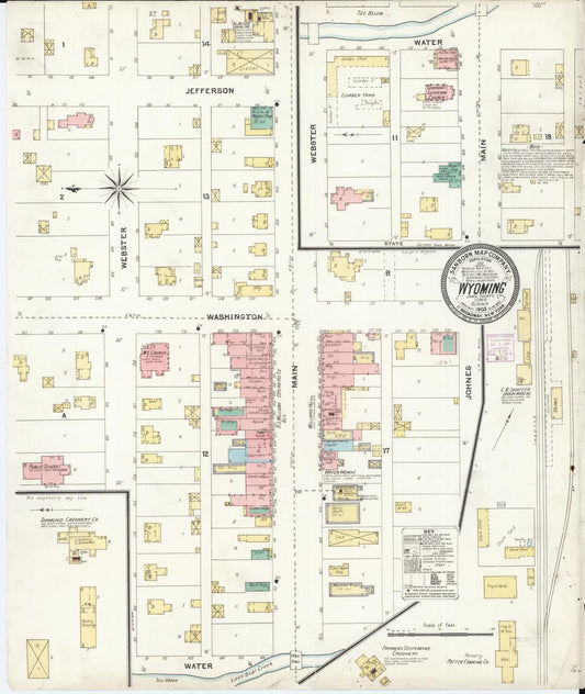 Sanborn Fire Insurance Map from Wyoming, Jones County, Iowa (1905), Sheet #0001 - Historic Sanborn Fire Insurance Map Print, vintage old map wall art