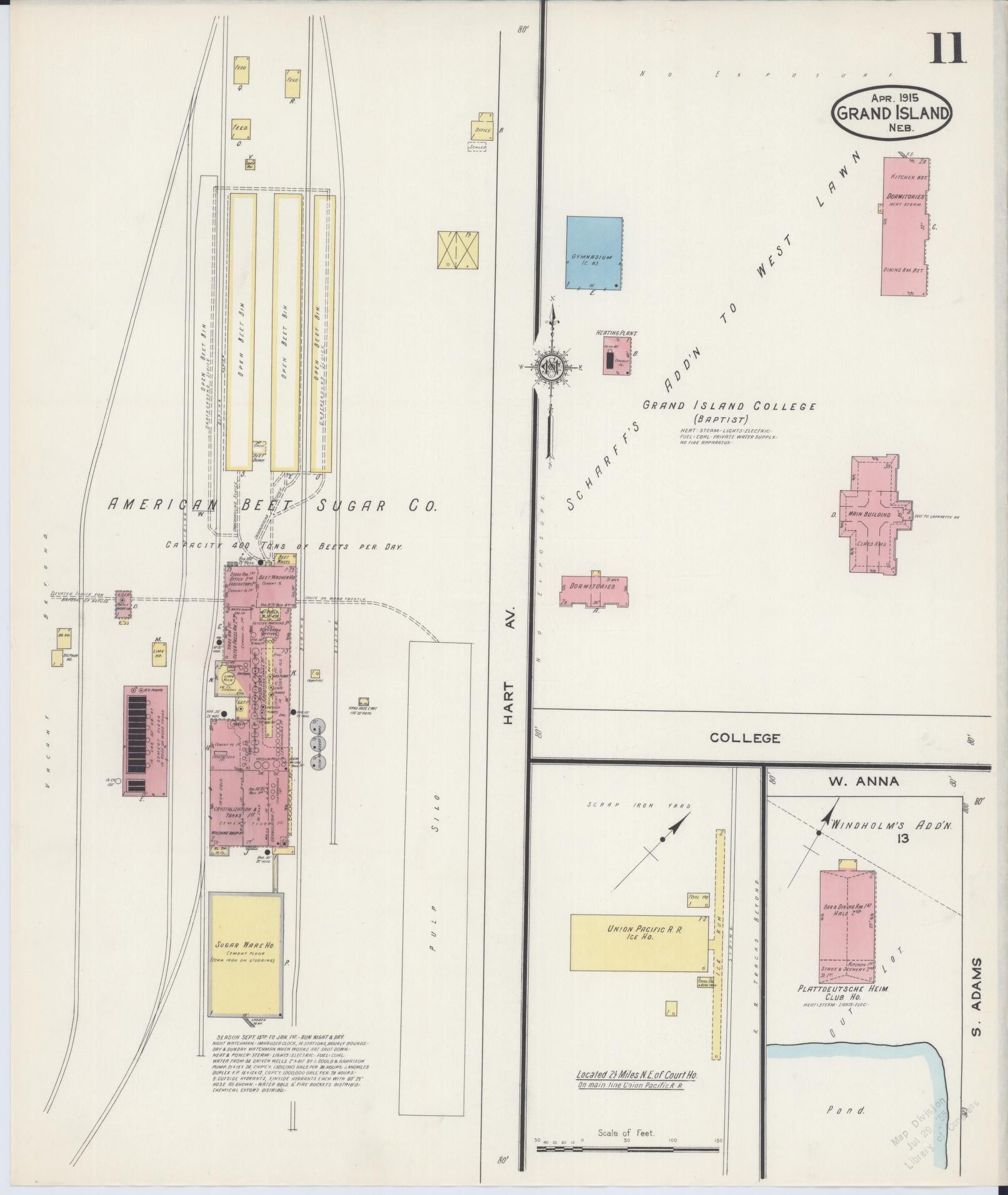 Sanborn Fire Insurance Map from Grand Island, Hall County, Nebraska (1915), Sheet #0011 - Complete Map Set gallery image, historic Sanborn map, vintage wall art, Nebraska Nebraska