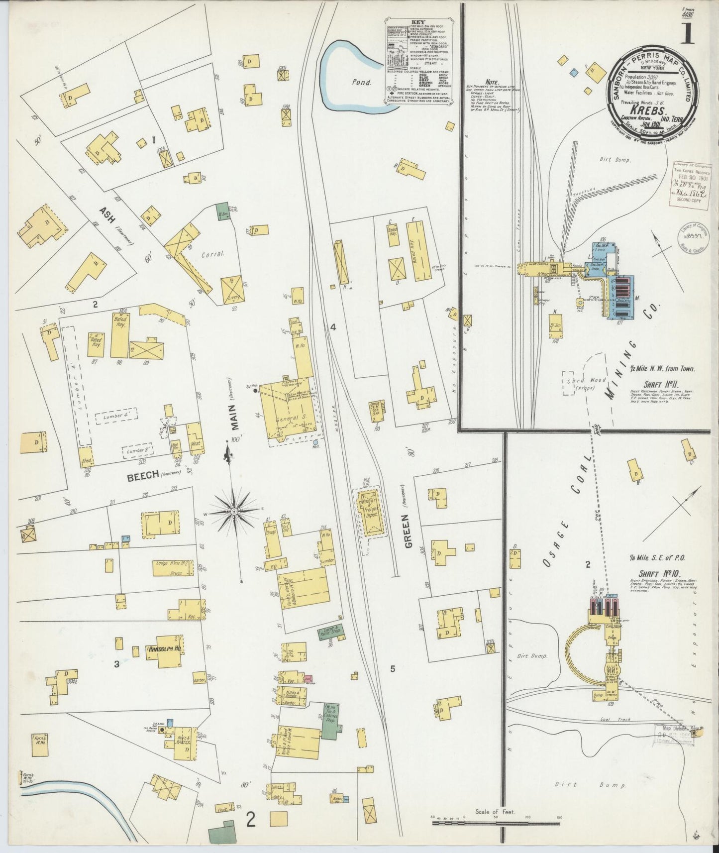 Sanborn Fire Insurance Map from Krebs, Pittsburg County, Oklahoma (1901), Sheet #0001 - Complete Map Set gallery image, historic Sanborn map, vintage wall art, Oklahoma Oklahoma