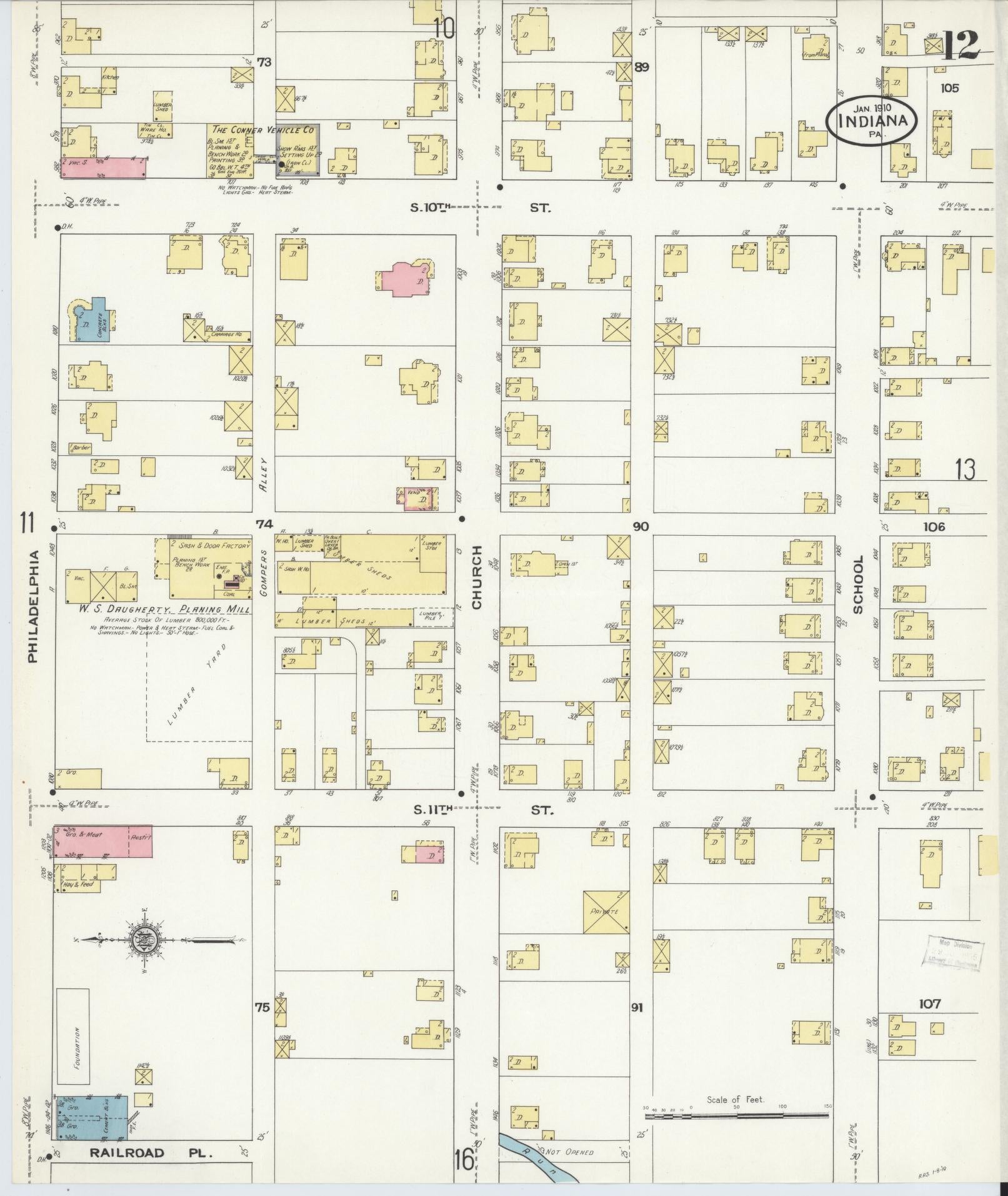 Sanborn Fire Insurance Map from Indiana, Indiana County, Pennsylvania (1910), Sheet #0012 - Complete Map Set gallery image, historic Sanborn map, vintage wall art, Sanborn Fire Insurance Map from Indiana Indiana