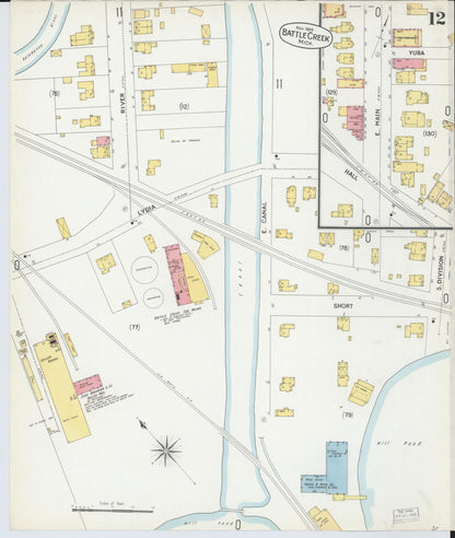 Sanborn Fire Insurance Map from Battle Creek, Calhoun County, Michigan (1899), Sheet #0012 - Complete Map Set gallery image, historic Sanborn map, vintage wall art, Michigan Michigan