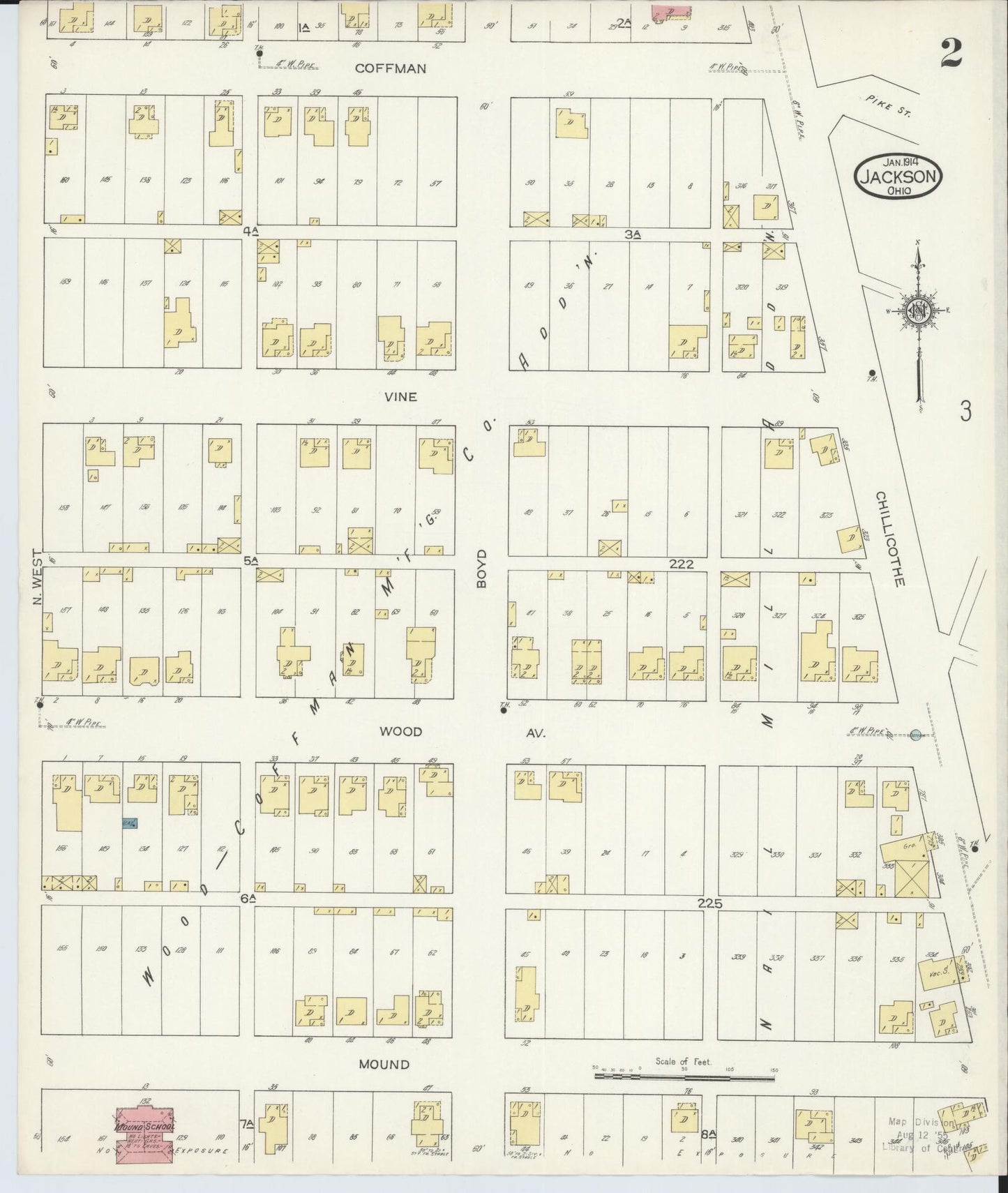 Sanborn Fire Insurance Map from Jackson, Jackson County, Ohio (1914), Sheet #0002 - Historic Sanborn Fire Insurance Map Print, vintage old map wall art, antique decor, genealogy gift, Ohio Ohio map