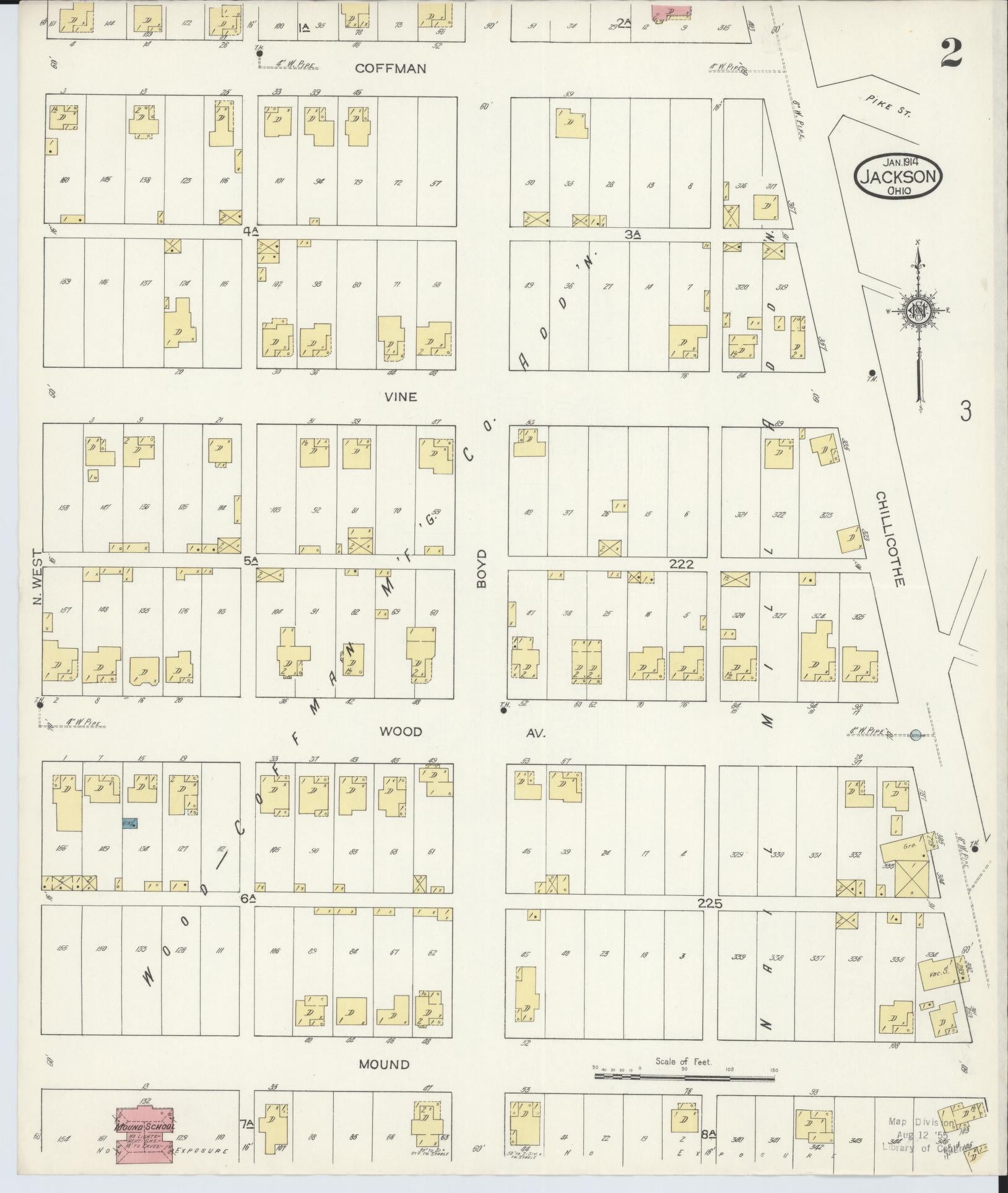 Sanborn Fire Insurance Map from Jackson, Jackson County, Ohio (1914), Sheet #0002 - Historic Sanborn Fire Insurance Map Print, vintage old map wall art, antique decor, genealogy gift, Ohio Ohio map